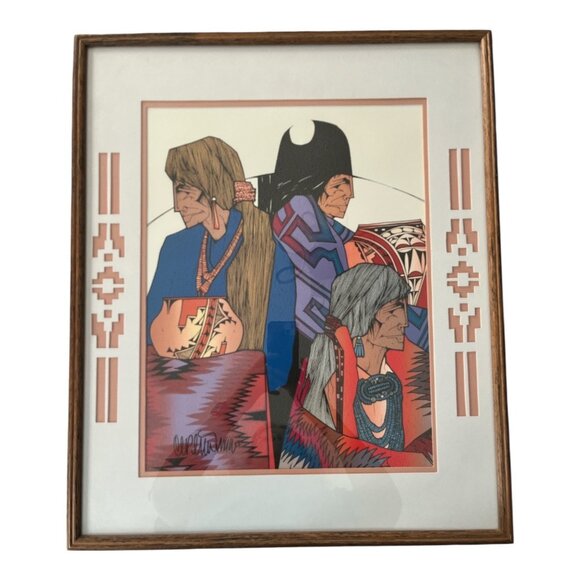 Framed Native American Art Print by Amado M. Peña Jr. Signed Southwest Indigenou